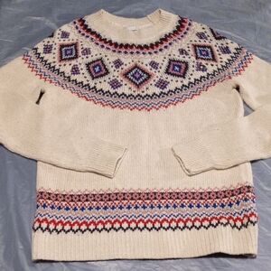 Old Navy Men's Beige Patterned Crewneck Sweater